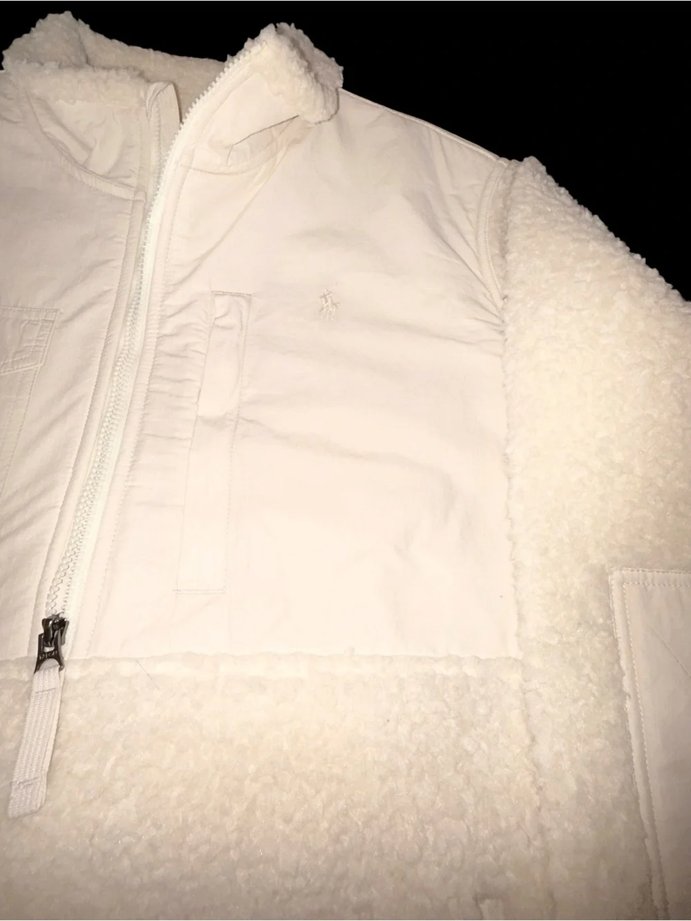 Polo Ralph Lauren Hybrid Half-Zip Men's Cream Sherpa Pullover XXL NWT